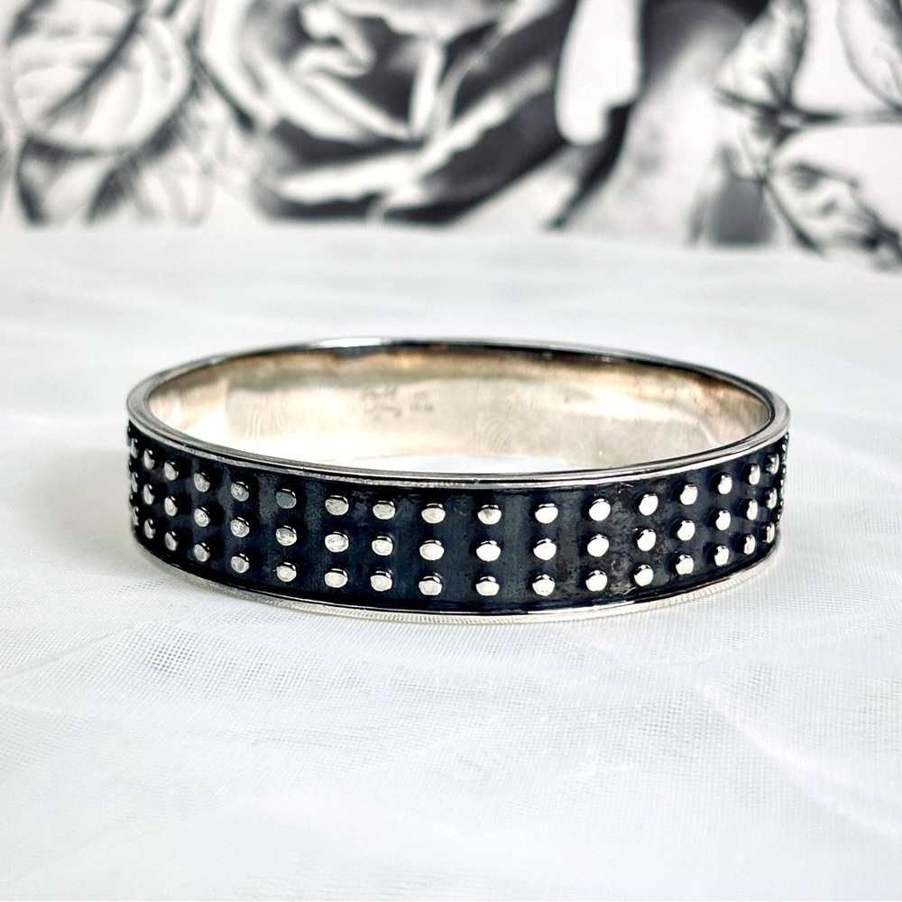 Elizabeth and James 925 Sterling Silver Chunky Studded Bangle Bracelet, Sz S
